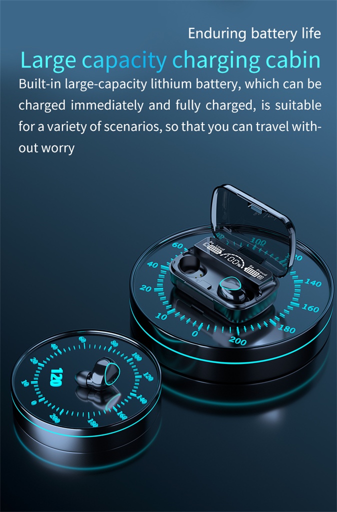 M10 Wireless Bluetooth Earphones Headphones Outdoor Sports Headset With Charging Bin Display Touch Control Earbuds