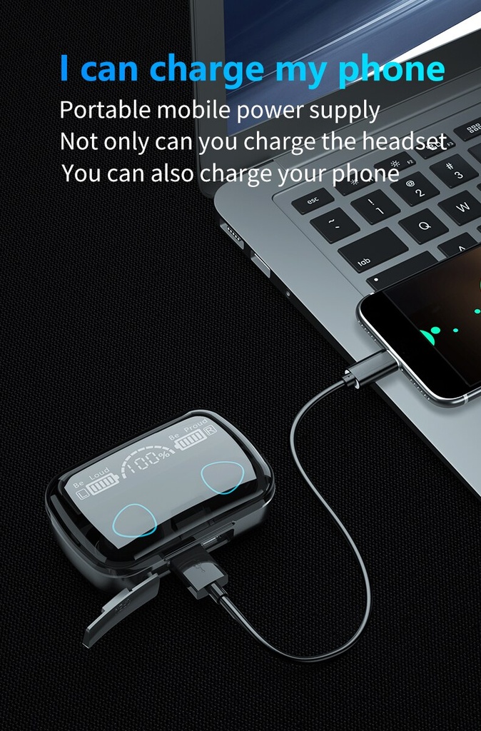 M10 Wireless Bluetooth Earphones Headphones Outdoor Sports Headset With Charging Bin Display Touch Control Earbuds