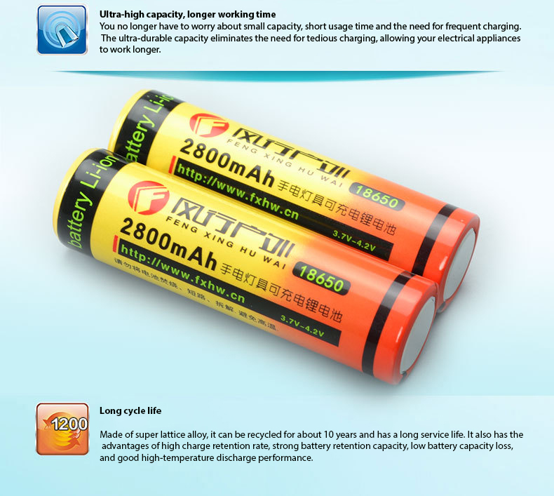 18650 rechargeable lithium battery 2800mah 3.7-4.2V lithium battery