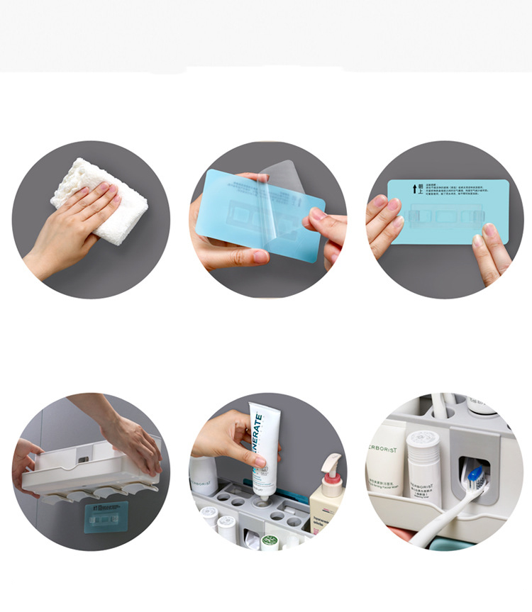 Toothbrush holder bathroom rack no punching wall-mounted bathroom wash set automatic toothpaste squeezer mouthwash cup