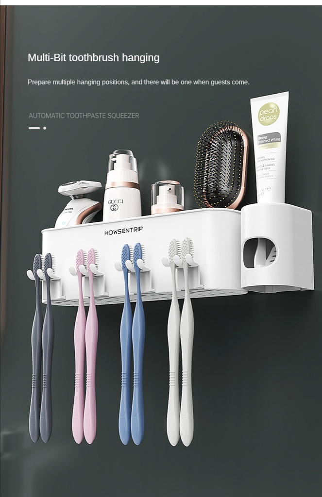 Toothbrush Holder Wall Set Toothbrush Cup Mouthwash Cup Toothpaste Squeezer
