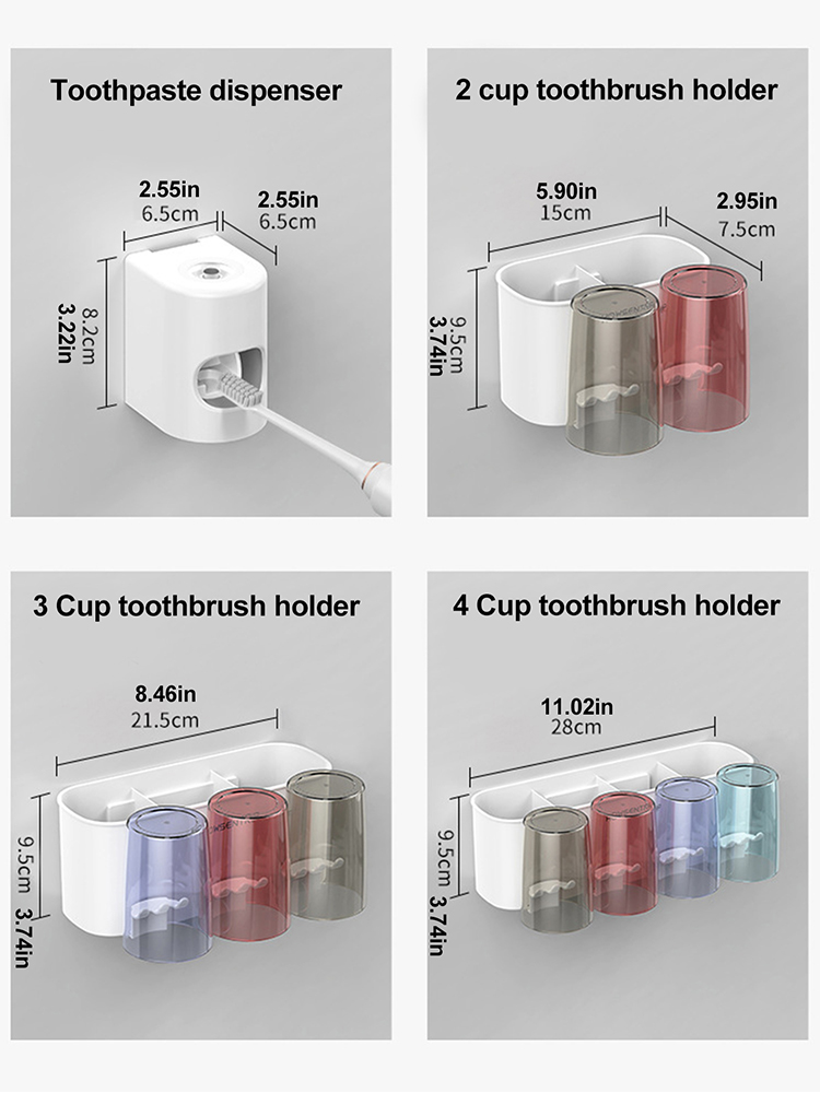 Toothbrush Holder Wall Set Toothbrush Cup Mouthwash Cup Toothpaste Squeezer