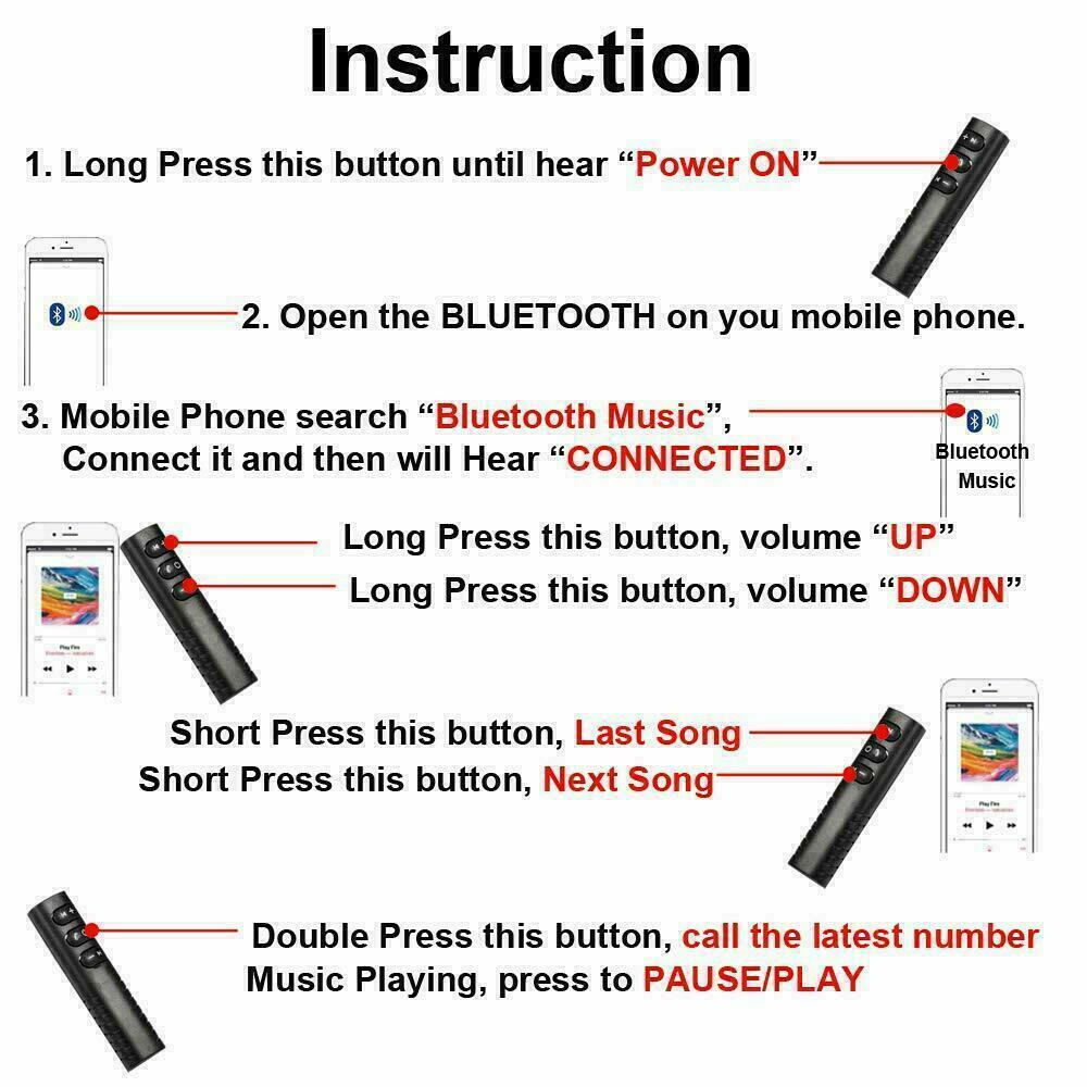 Wireless Bluetooth V3.0 Receiver Adapter 3.5mm Jack For Car Music Audio Aux A2dp Headphone Reciever Handsfree