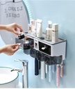 Toothbrush Holder Toothpaste Squeezer with Cup Storage Rack Organizer Bathroom Accessories