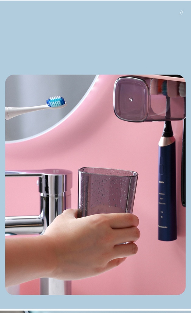 Toothbrush Holder Toothpaste Squeezer with Cup Storage Rack Organizer Bathroom Accessories