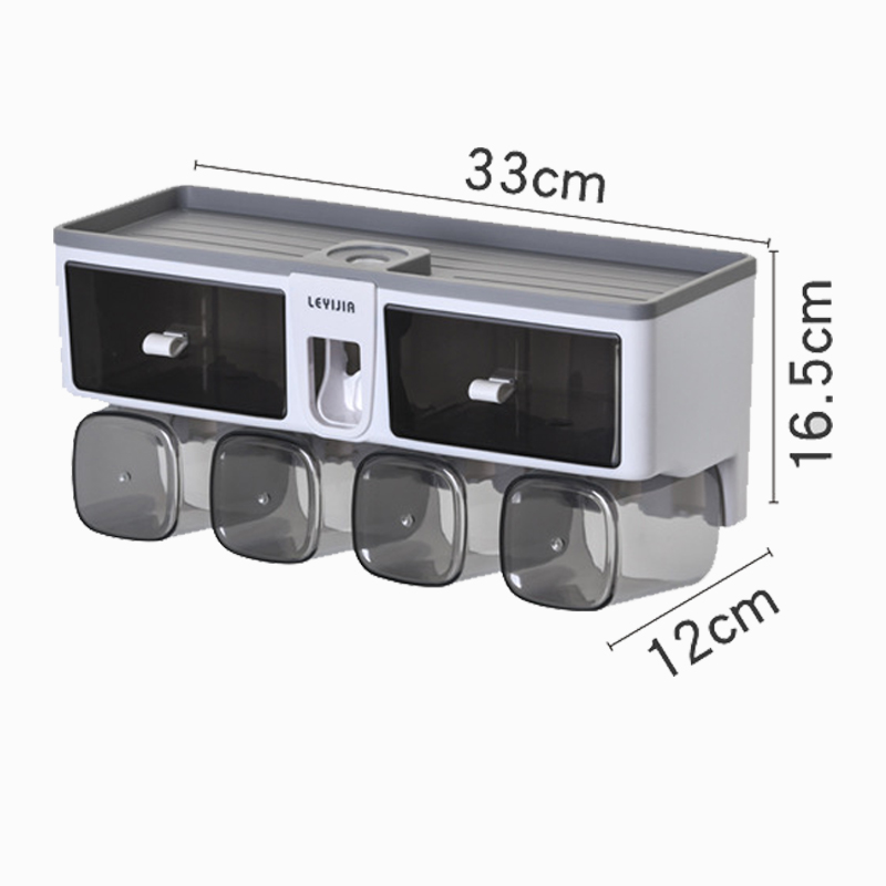 Toothbrush Holder Toothpaste Squeezer with Cup Storage Rack Organizer Bathroom Accessories