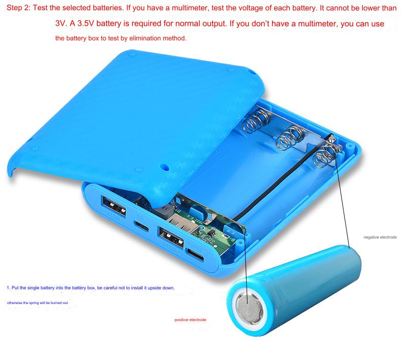 DIY Power Bank Charger Shell Charging Case Mini Solderless Power Supply Housing 3.7V 4 Slots 18650 Battery Box Case (without battery)