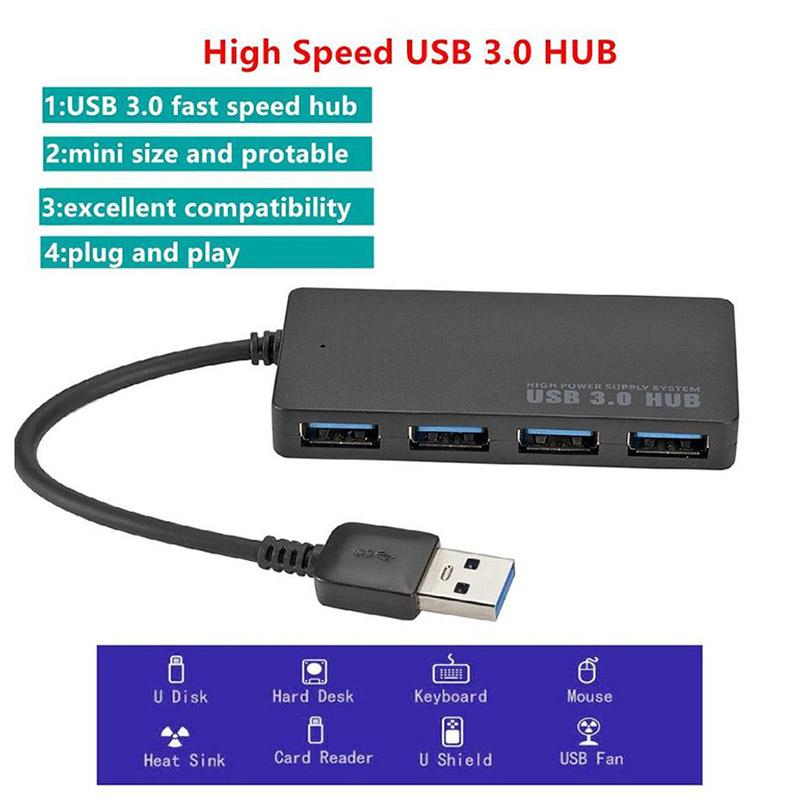 Four-port ultra-thin USB 3.0 hub splitter USB computer docking station hub expander