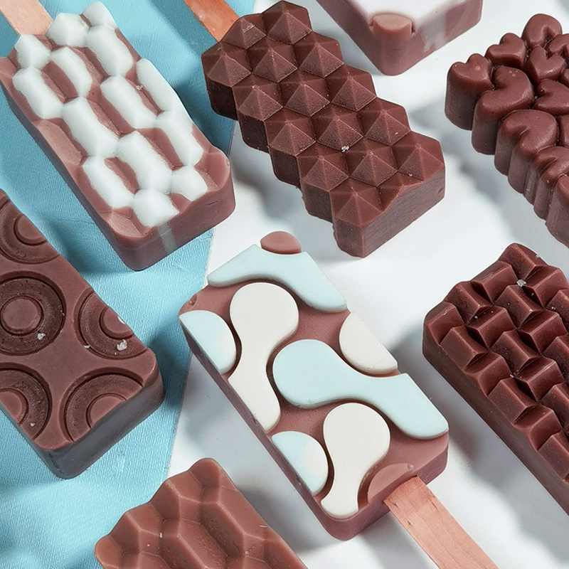 Silicone Ice Cream Mold Geometry Pattern Silicone Popsicle Molds DIY Ice Cream Mould Ice Pop Maker Mould Summer Ice Tray