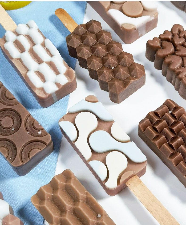 Silicone Ice Cream Mold Geometry Pattern Silicone Popsicle Molds DIY Ice Cream Mould Ice Pop Maker Mould Summer Ice Tray