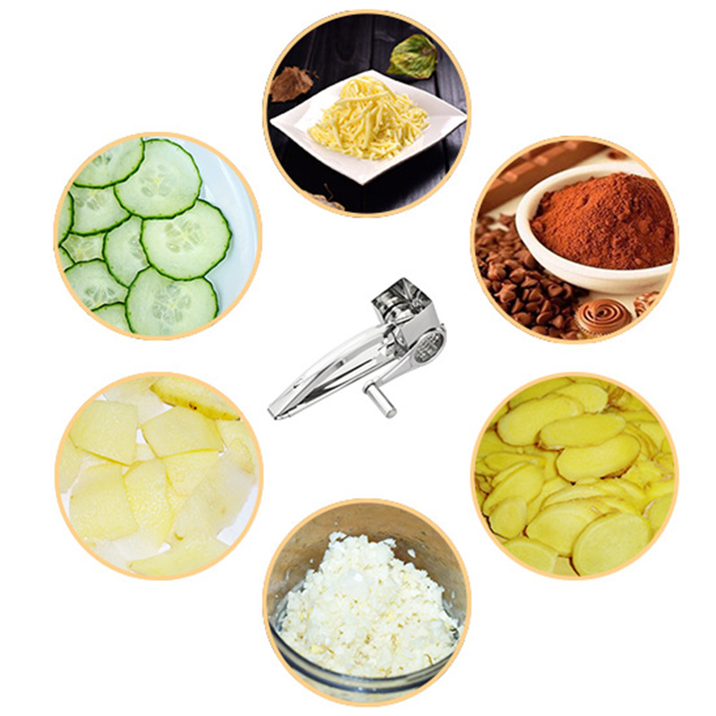 Rotary Cheese Grater Cheese Cutter Slicer Shredder with 4 Interchanging Rotary Sharp Cylinders Stainless Steel Drum Slicer