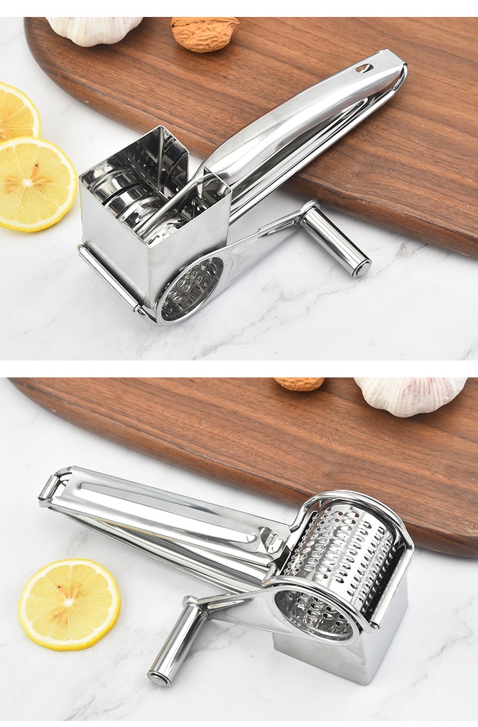 Rotary Cheese Grater Cheese Cutter Slicer Shredder with 4 Interchanging Rotary Sharp Cylinders Stainless Steel Drum Slicer