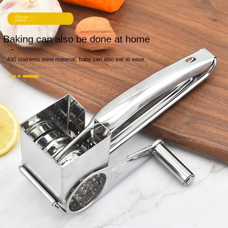Rotary Cheese Grater Cheese Cutter Slicer Shredder with 4 Interchanging Rotary Sharp Cylinders Stainless Steel Drum Slicer