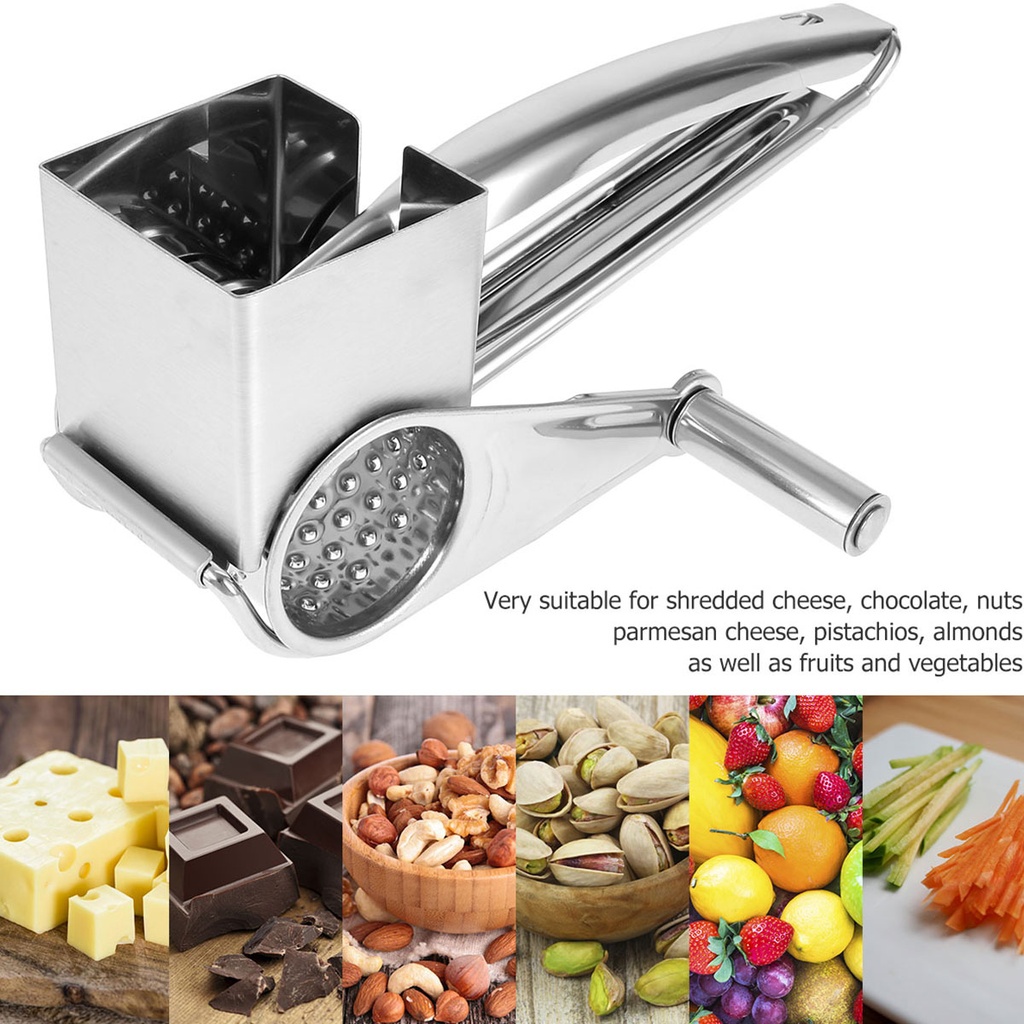 Rotary Cheese Grater Cheese Cutter Slicer Shredder with 4 Interchanging Rotary Sharp Cylinders Stainless Steel Drum Slicer