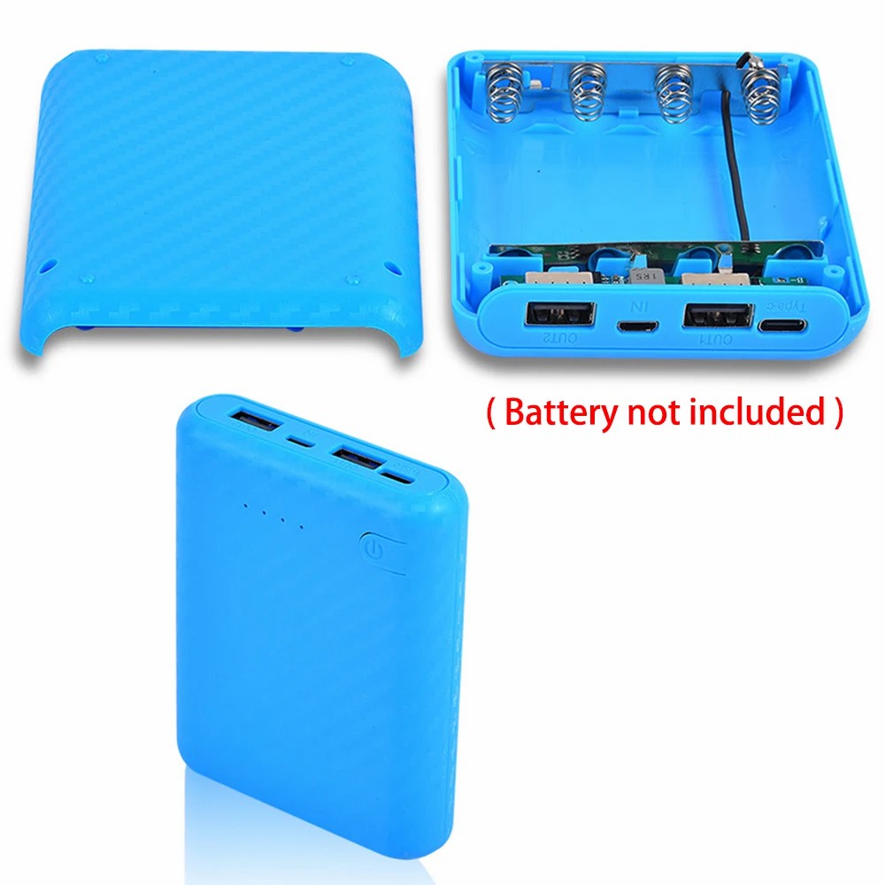 DIY Power Bank Charger Shell Charging Case Mini Solderless Power Supply Housing 3.7V 4 Slots 18650 Battery Box Case (without battery)