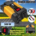 500W Car Power Inverter Modified Sine Wave Dual USB DC 12V to AC 220V Voltage Transformer Power Inverter Converter Adapter