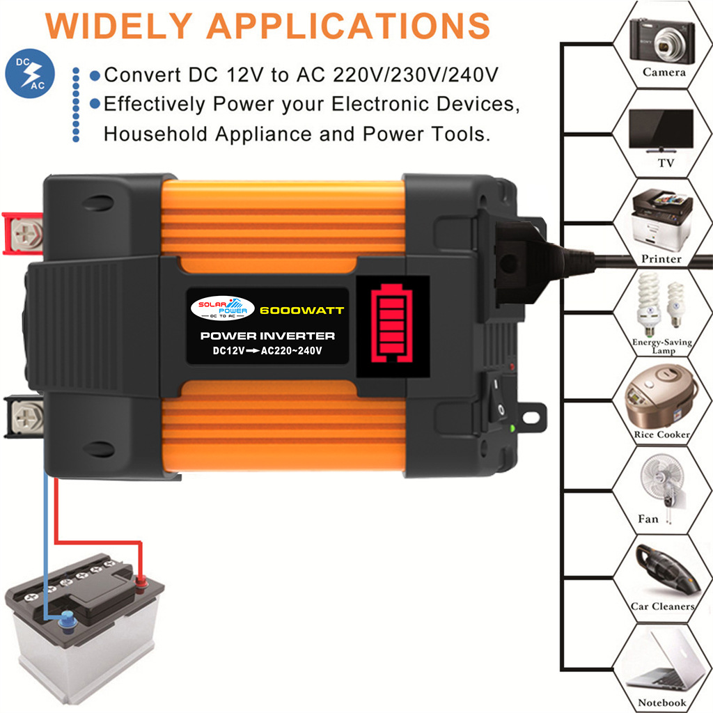 500W Car Power Inverter Modified Sine Wave Dual USB DC 12V to AC 220V Voltage Transformer Power Inverter Converter Adapter