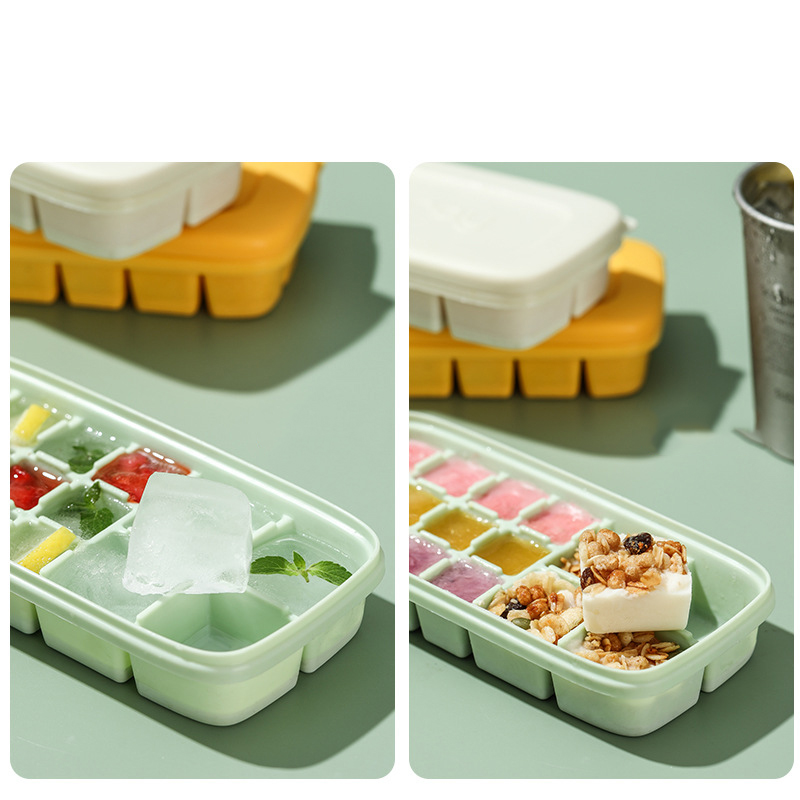 Ice tray refrigerator frozen ice cube mold household ice box with lid
