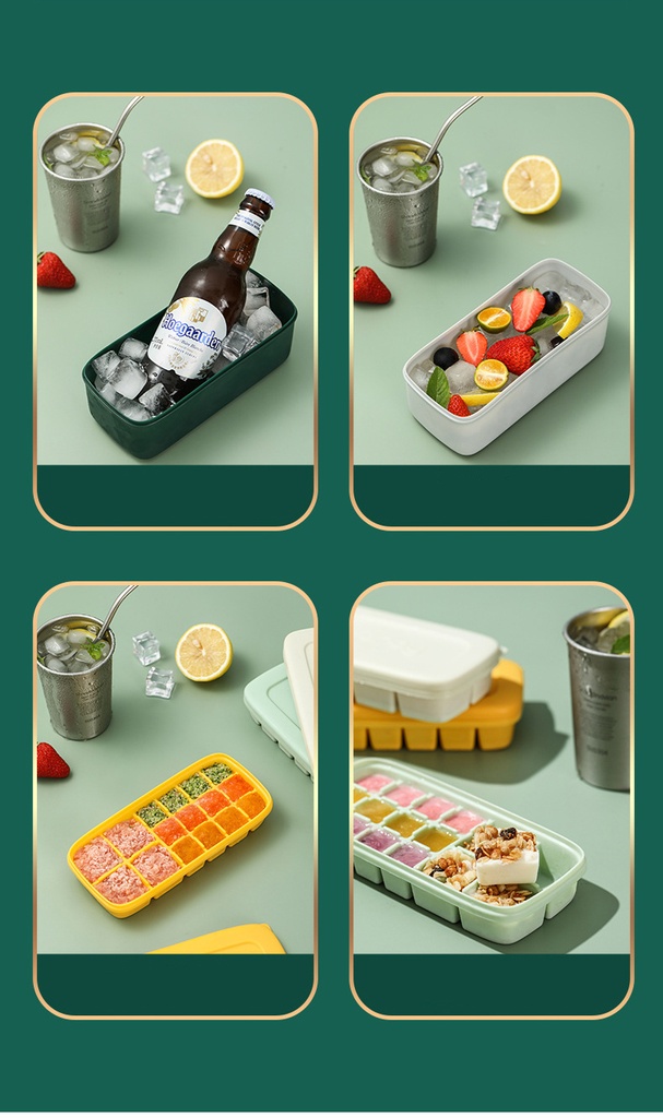 Ice tray refrigerator frozen ice cube mold household ice box with lid