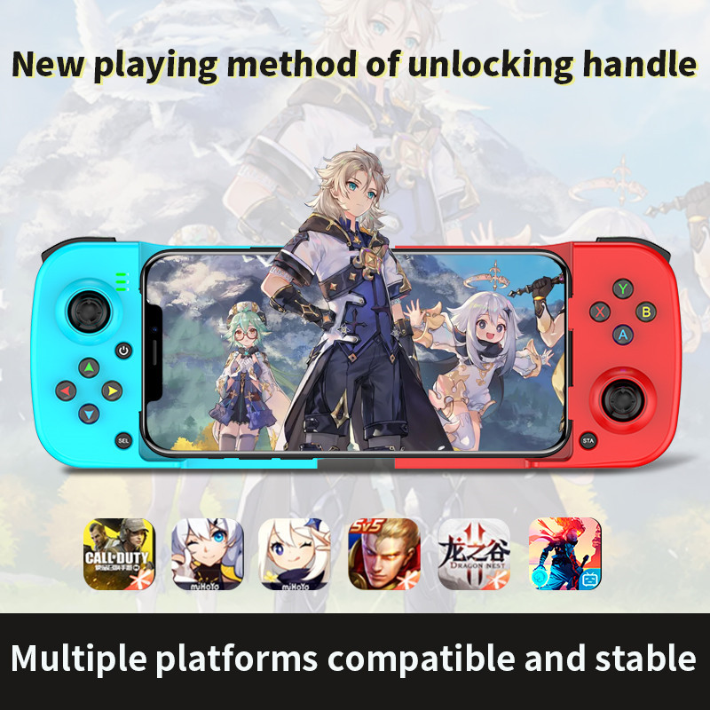 D3 Type-C Telescopic Mobile Phone Gamepad Bluetooth-compatible 5.0 Wireless Game Controller Joystick for Switch host/PS3/PS4/Android HID/PC Windows7/8/10