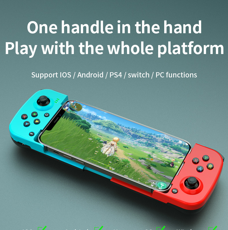 D3 Type-C Telescopic Mobile Phone Gamepad Bluetooth-compatible 5.0 Wireless Game Controller Joystick for Switch host/PS3/PS4/Android HID/PC Windows7/8/10