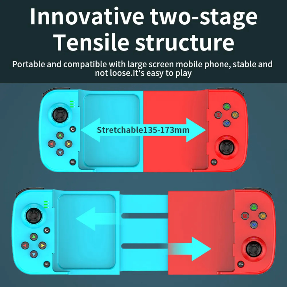 D3 Type-C Telescopic Mobile Phone Gamepad Bluetooth-compatible 5.0 Wireless Game Controller Joystick for Switch host/PS3/PS4/Android HID/PC Windows7/8/10