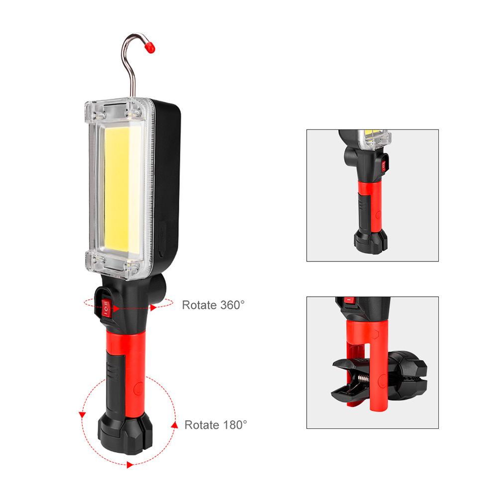 Portable Led Work Light with 18650 battery 700lm Waterproof USB Rechargeable Cob Flashlight Lantern With Hook