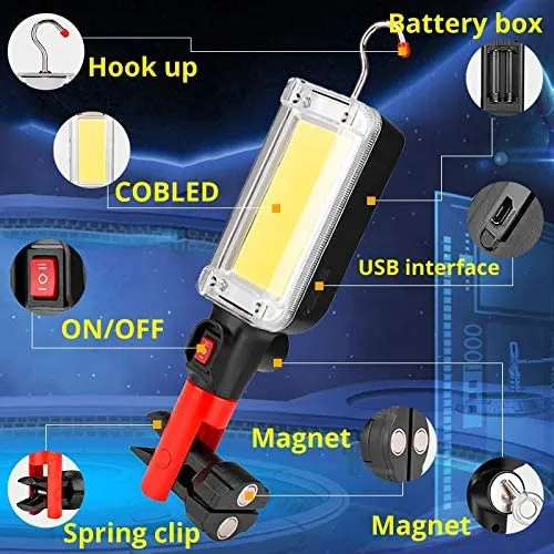 Portable Led Work Light with 18650 battery 700lm Waterproof USB Rechargeable Cob Flashlight Lantern With Hook