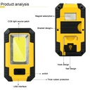 Y36 LED Work Light with Magnet USB Rechargeable Portable Camping Lights COB Hook Auto Repair Lamp Power Bank Flashlight