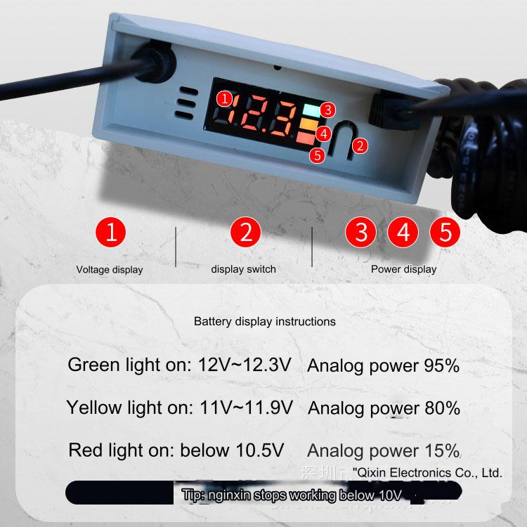 12v monitoring power outage 18650 battery life power voltage LED display outdoor rainproof ups