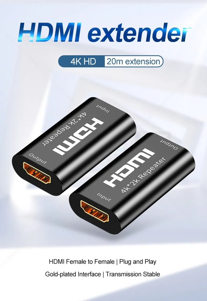 4K 2K HDMI Repeater Extender 40M 130FT FULL HD 1080P HDMI Female To Female Booster Amplifier HDMI Extender Cable Video Converter