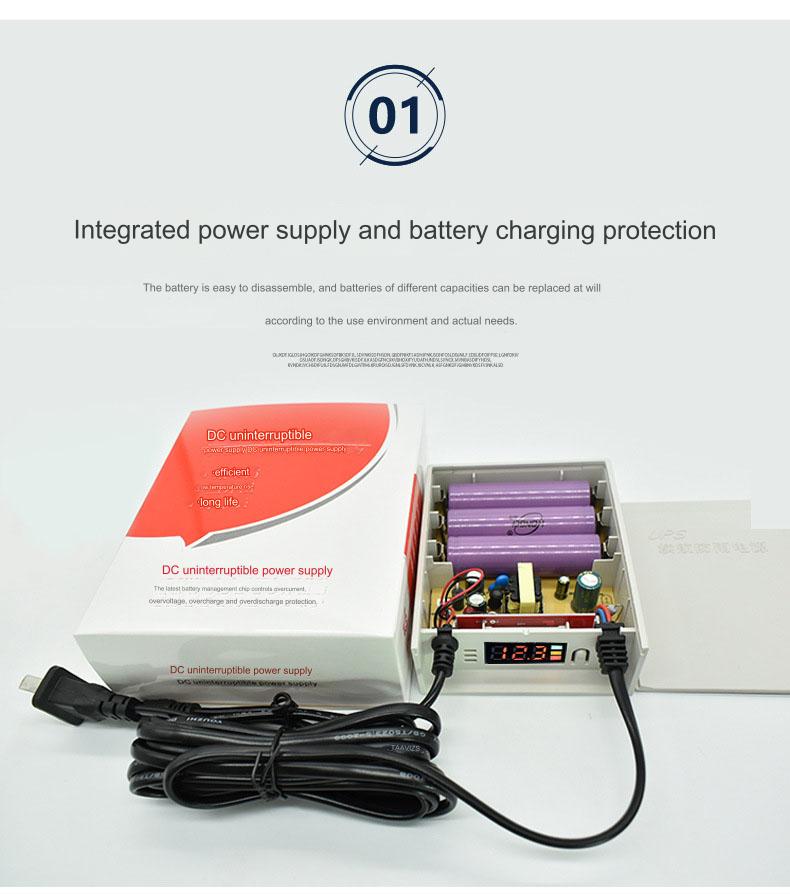 12v monitoring power outage 18650 battery life power voltage LED display outdoor rainproof ups