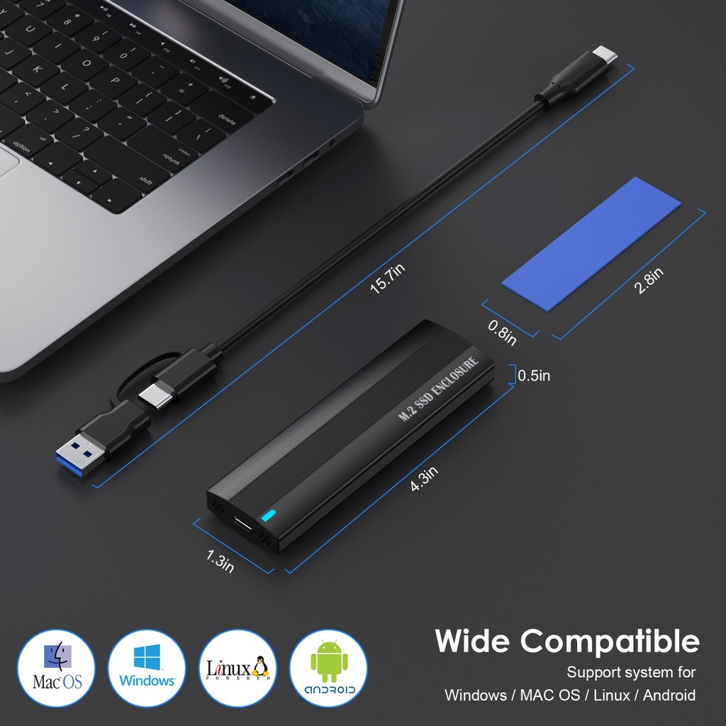 M.2 NVME NGFF External SSD Case NGFF SATA Solid State Drive Enclosure USB3.1 Type C Mobile M2 SSD Box Gen2 10Gbps