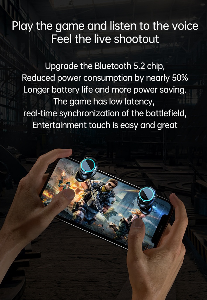 M25 Wireless Bluetooth 5.2 Magnetic Hatch Metal Mechanical Style Dual Ear Digital Display In Ear Sport Bluetooth