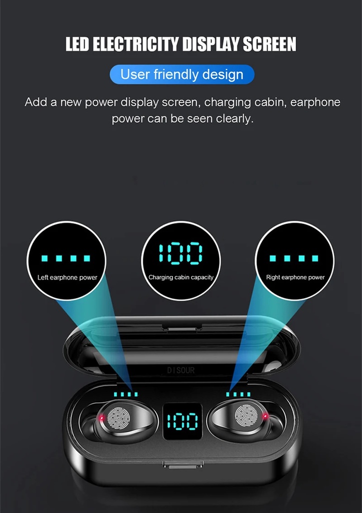 F9 TWS Bluetooth 5.0 Earphone Wireless Headphone Stereo Headset Sport Earbuds Microphone With Charging Box