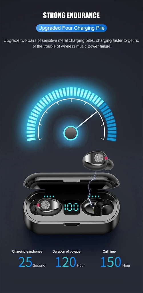F9 TWS Bluetooth 5.0 Earphone Wireless Headphone Stereo Headset Sport Earbuds Microphone With Charging Box