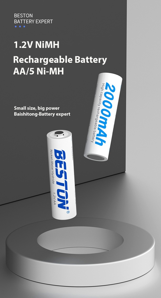 Beston 1.2v AA No. 5 rechargeable battery Ni-MH 1200mah, 2000 mAh