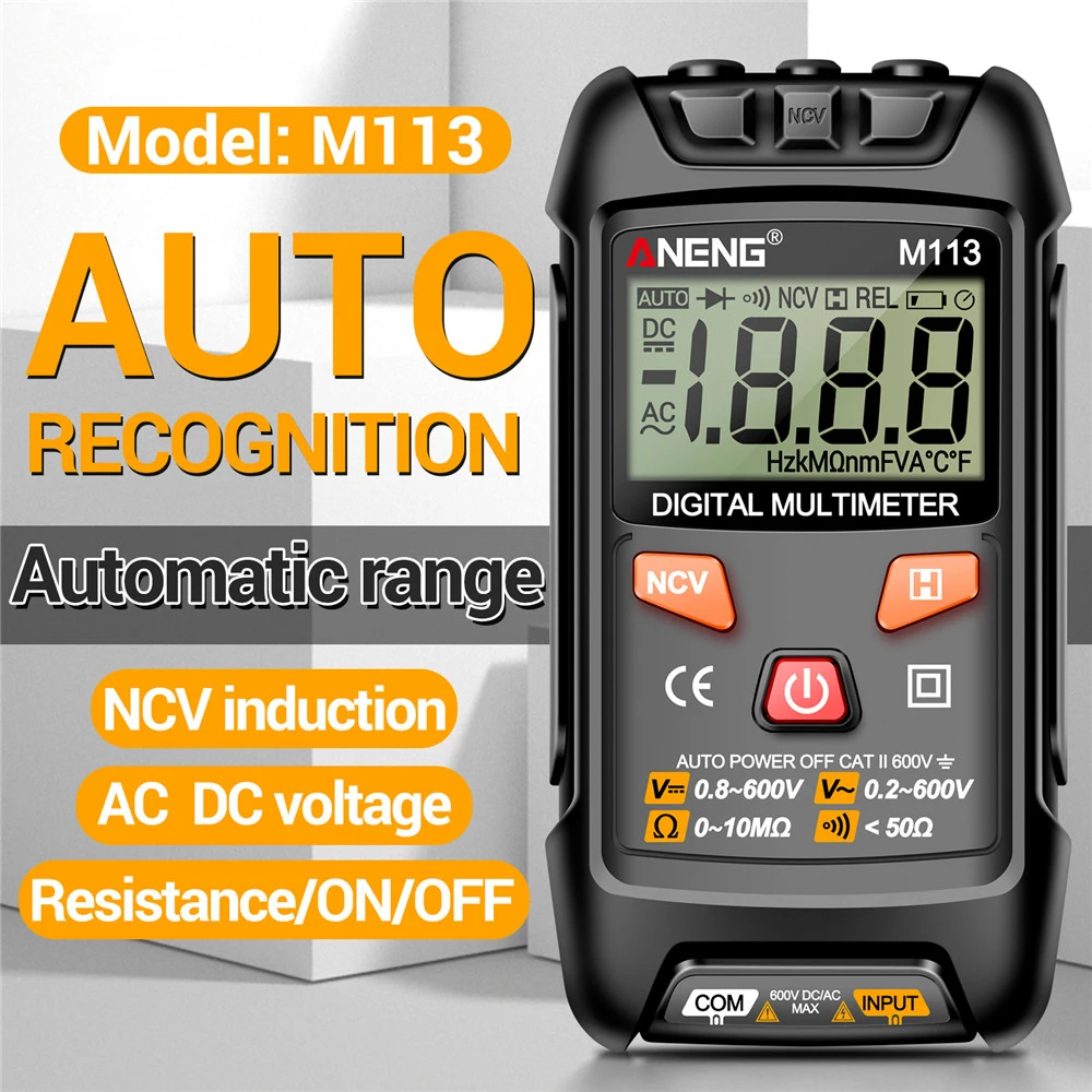 ANENG M113 Automatic Professional Digital Multimeter 1999 Counts Auto AC/DC Voltage Tester Ohm Current Ammeter Detector Tool