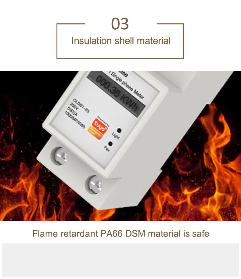 Tuya APP WIFI Smart Energy Meter AC230V 63A Singles Phase Meter Voltage Current Active Power Electricity Display Meter