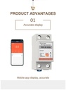 Tuya APP WIFI Smart Energy Meter AC230V 63A Singles Phase Meter Voltage Current Active Power Electricity Display Meter