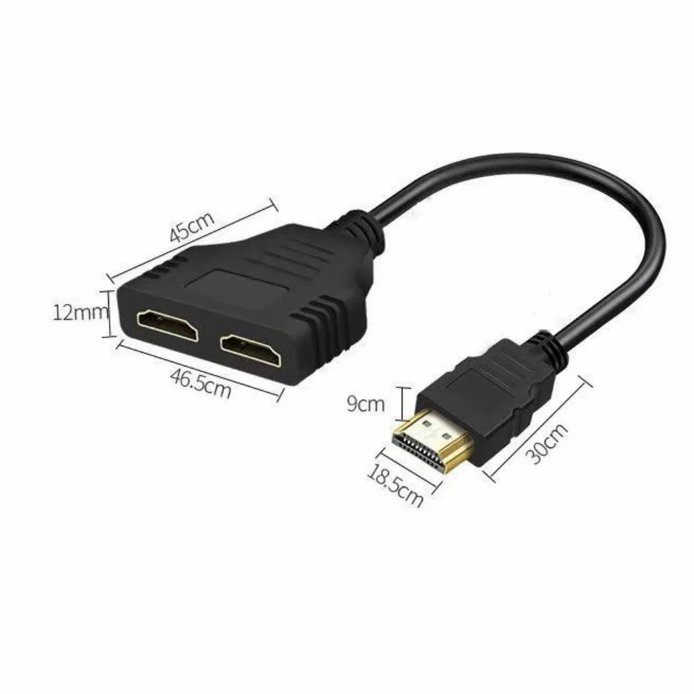 HDMI-compatible Cable Splitter HDMI 3D version 1.4 1080P 30Hz  2 Dual Port Y Splitter 1 In 2 Out Cable Adapter
