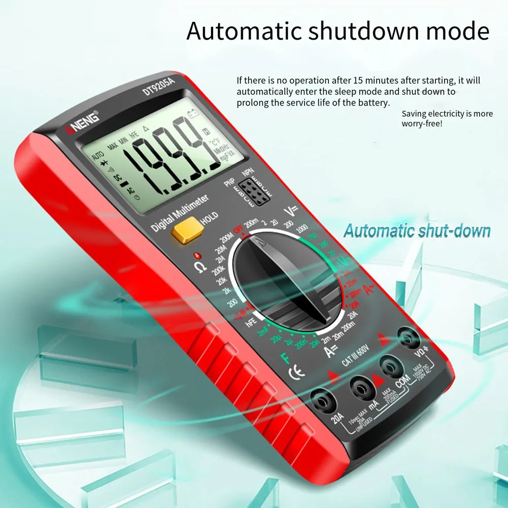 ANENG DT9205A Digital True RMS Professional Multimeter AC/DC Current Tester hFE Ohm Capacitor Voltage Meter Detector Tool