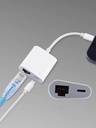10/100Mbps Lightning to RJ45 Adapter 2 in 1 Ethernet LAN Network Adapter with Charge Port Compatible with IPhone/iPad/iPod Plug and Play