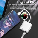 10/100Mbps Lightning to RJ45 Adapter 2 in 1 Ethernet LAN Network Adapter with Charge Port Compatible with IPhone/iPad/iPod Plug and Play