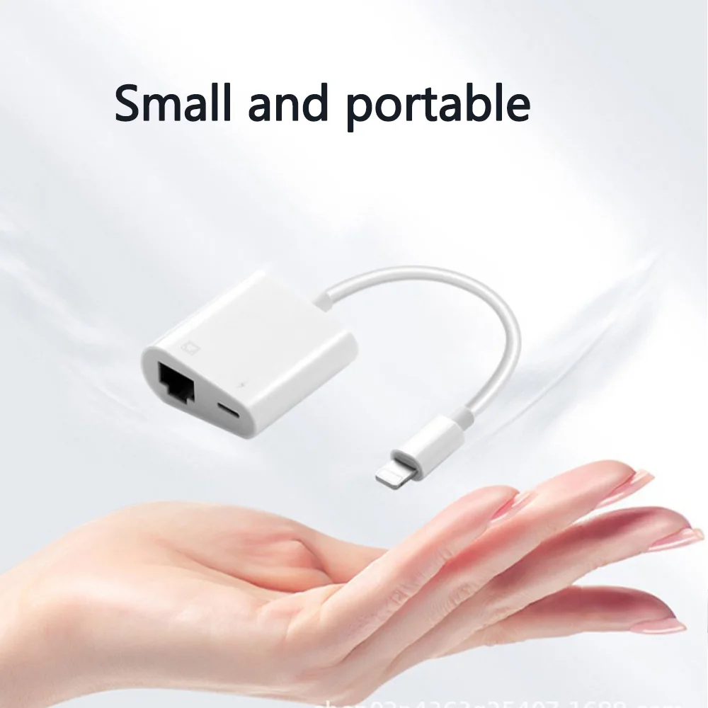 10/100Mbps Lightning to RJ45 Adapter 2 in 1 Ethernet LAN Network Adapter with Charge Port Compatible with IPhone/iPad/iPod Plug and Play