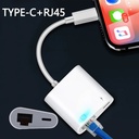 10/100Mbps Lightning to RJ45 Adapter 2 in 1 Ethernet LAN Network Adapter with Charge Port Compatible with IPhone/iPad/iPod Plug and Play