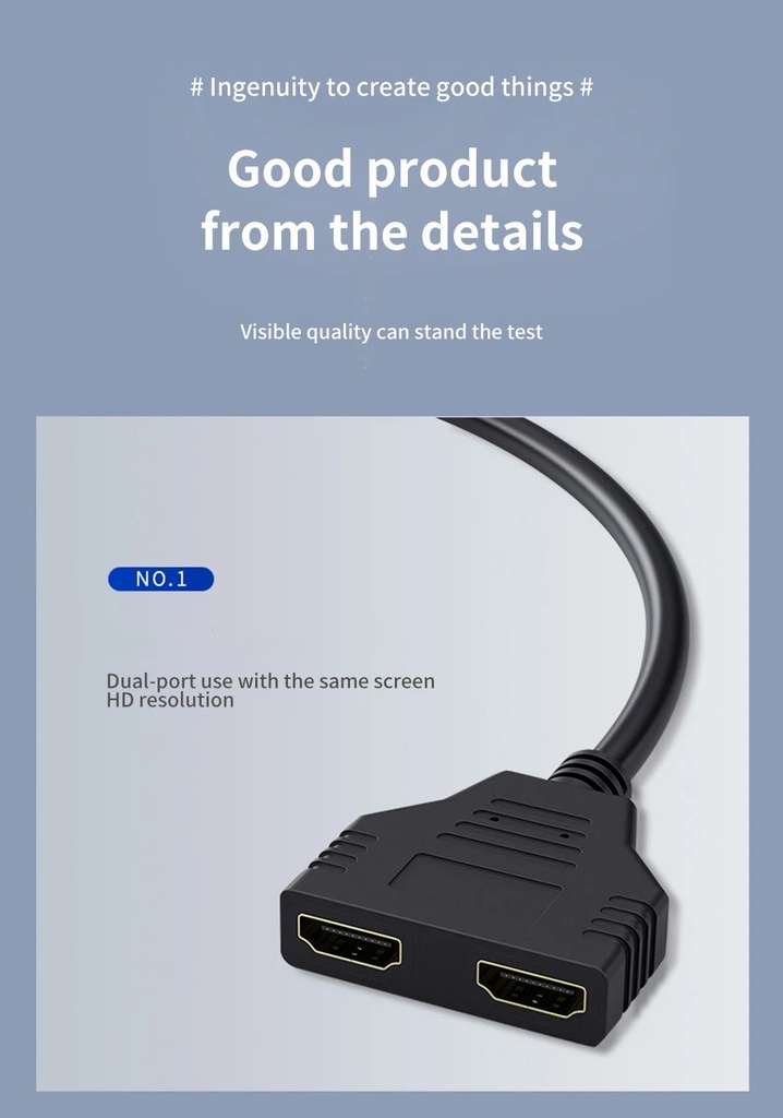 HDMI-compatible Cable Splitter HDMI 3D version 1.4 1080P 30Hz  2 Dual Port Y Splitter 1 In 2 Out Cable Adapter