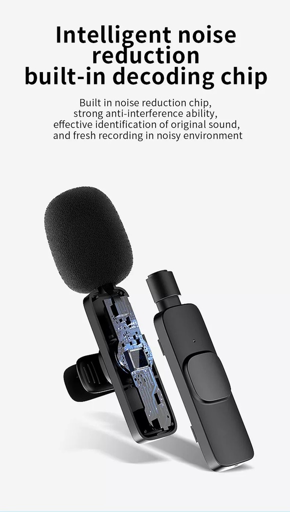 k9 wireless microphone short video recording intelligent noise reduction microphone one to two MIC