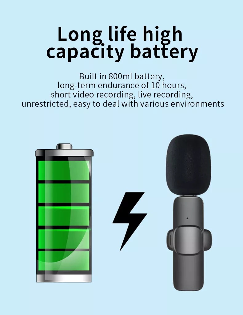 k9 wireless microphone short video recording intelligent noise reduction microphone one to two MIC