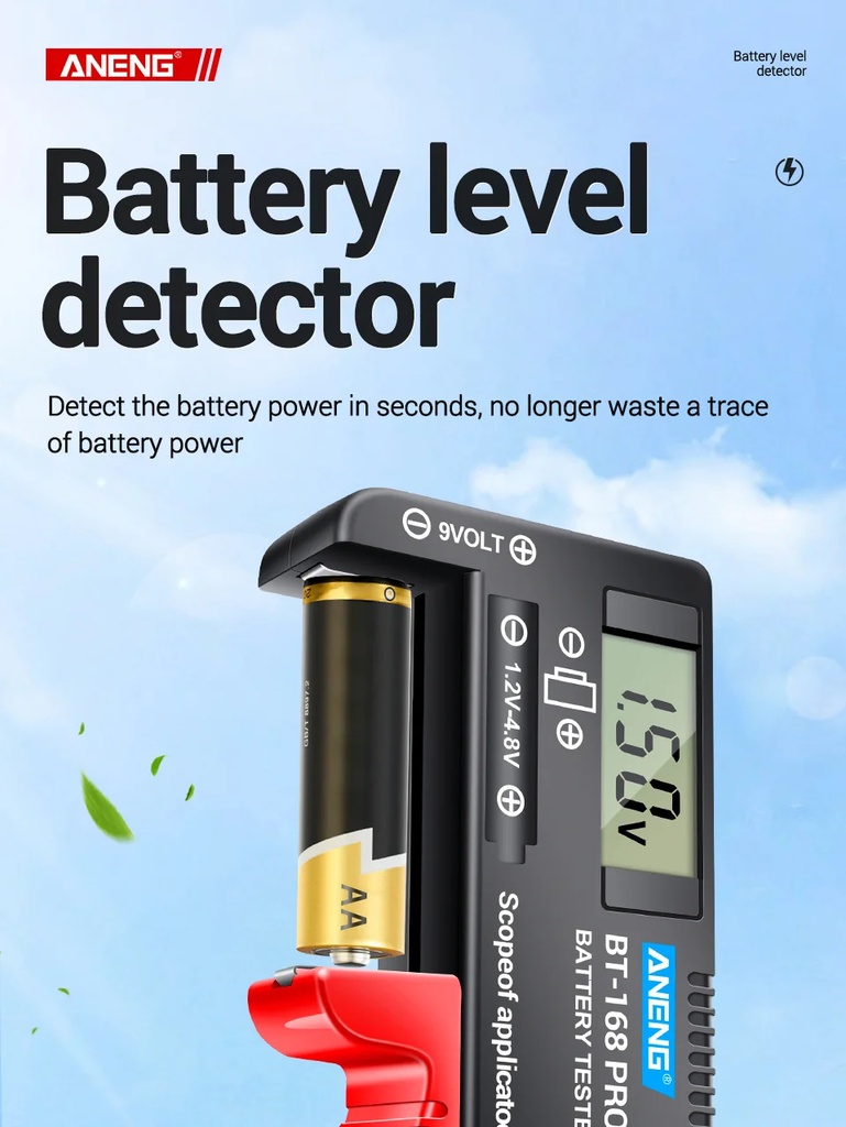 ANENG BT-168 PRO Digital Lithium Battery Capacity Tester Checkered Load Analyzer Display Check AAA AA Button Cell Universal Test